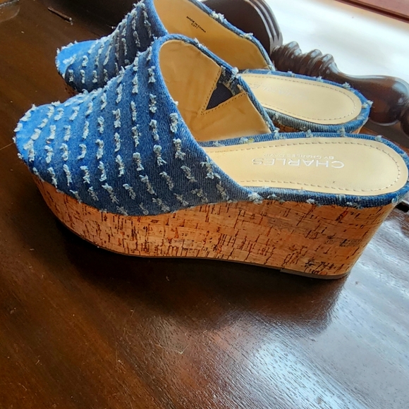 Charles David Pants - Blue cork Sandals, used in an very good condition